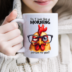 "Quirky Hen Mug – For Those Who Aren't Morning People!"